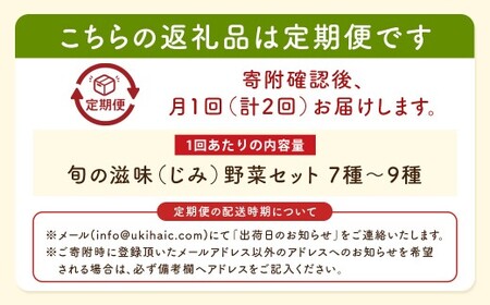 【お試し定期便】UIC 名水うきは 旬の滋味（じみ）野菜セット (ひと月1箱×2か月=計2回)