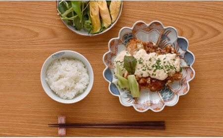 有田焼 文青 錦菖蒲 菊形6.5寸皿 18cm【まるぶんオリジナル】食器 器 うつわ 磁器 和食器 皿 プレート 取皿 中皿 フルーツ皿 菊皿 初期伊万里 赤絵 お正月 ハレの日 手描き 食洗機対応 A30-818