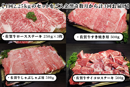佐賀牛４点セット 【全３回定期便お届け】総計6.75kg V-10