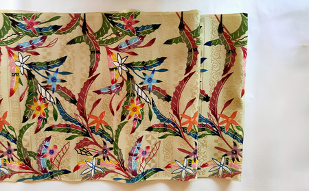 【藤崎紅型工房】名古屋六通帯 星あざみ 伝統工芸 工芸品 民芸 文化 びんがた 帯 絹 六通帯 星型の花 ホシアザミ おしゃれ 高級 プレゼント 沖縄県 名護市