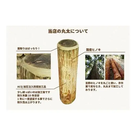 木製 丸太ステップ階段（１００ｃｍ） 防腐加工済 国産材 環境配慮 外遊び 屋外 アスレチック 遊具 公園 庭 ウッドウォームズ 奈良県 下北山村