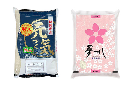 令和7年産　福岡県産米食べ比べ（白米）「夢つくし」と「元気つくし」セット　計10kg【11月上旬頃より順次出荷予定】