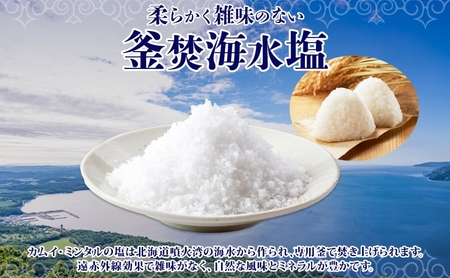 北海道 噴火湾 窯焚自然塩 カムイ・ミンタルの塩 6種セット プレーン 淡雪 粒 がごめ昆布 黒胡椒 ハーブ スタンド袋 自然塩 塩 ソルト おにぎり 東洋炉材 送料無料 食卓 味付け 