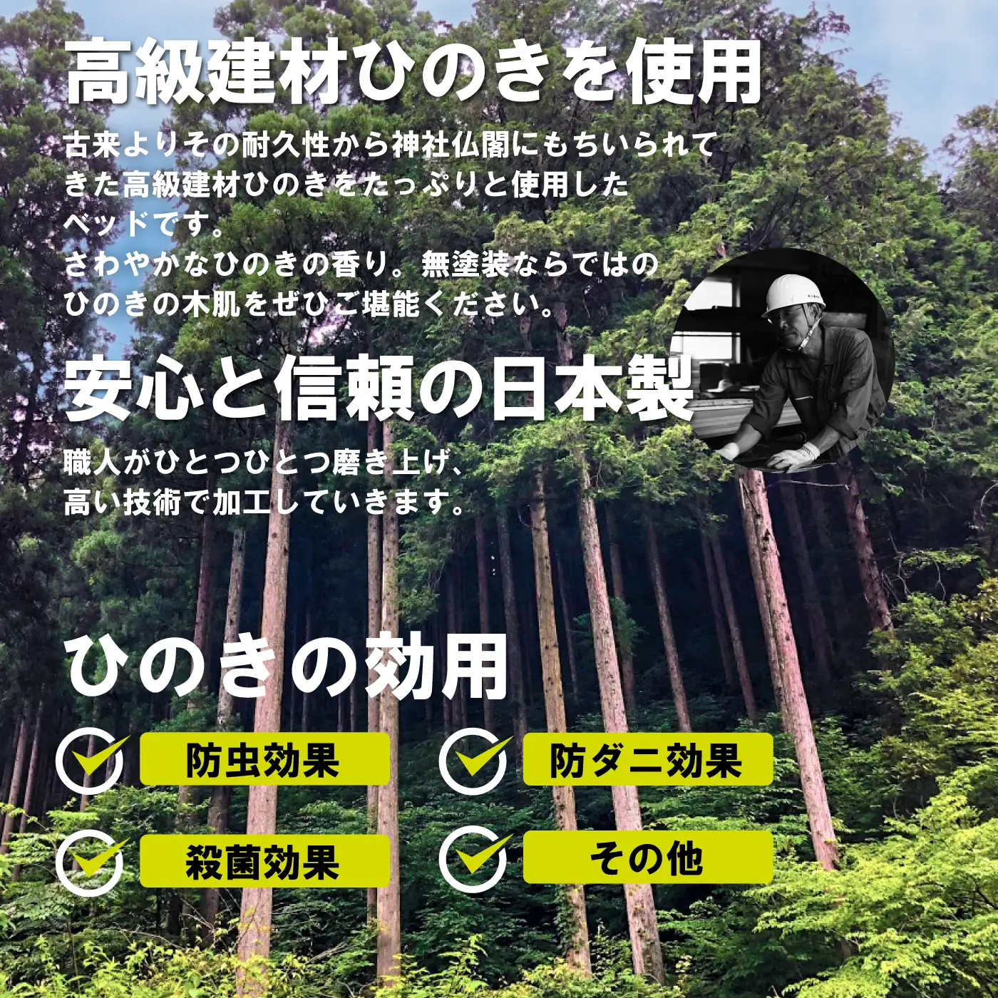 ロフトヒノキベッド（シングル）