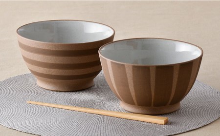 【波佐見焼】十草 ボーダー 白 丼 どんぶり ペアセット 食器 皿 【舘山堂】 [RC44]  波佐見焼