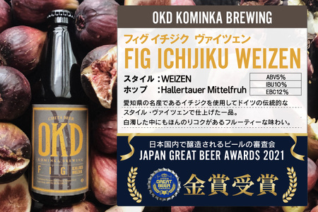OKD KOMINKA BREWING クラフトビール FIG ICHIJIKU WEIZEN 3本セット＆オリジナルオープナー お酒 ヴァイツェン 地ビール ご当地ビール ビール 栓抜き イチジクのお酒 フィグ アルコール飲料 おしゃれ 贈り物 ギフト パーティー お取り寄せ 特産品 愛知県 知多市