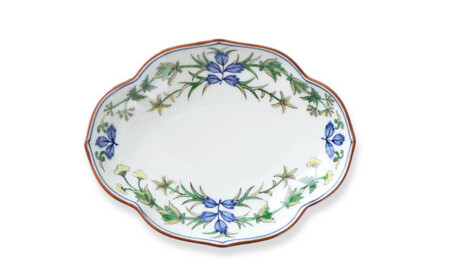 源右衛門窯 染錦秋草文 木瓜型 銘々皿 器 食器 木瓜 皿 銘々皿 取皿 有田焼 A40-301