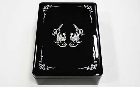 文庫 鳳凰貝入 民芸品 工芸品 雑貨 日用品 木製 吉祥模様 鳳凰の図 螺鈿 加飾 A4 入れ物 収納 おしゃれ  FAD-1005