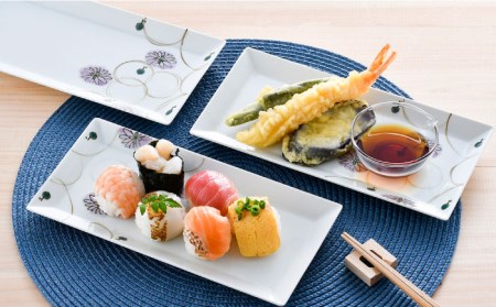 【陶器市特集】【波佐見焼】丸紋 フラワー 長角皿 5枚セット 食器 皿 【陶豊】 [OE22] 波佐見焼