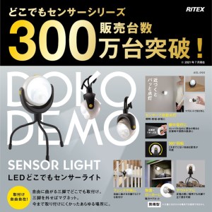 RITEX ASL-090 LEDどこでもセンサーライト《防犯 防犯ライト 乾電池式 LED センサーライト 非常灯 防犯グッズ 屋外 キャンプ ムサシ 送料無料 ふるさと納税 返礼品 おすすめ 日用品 プレゼント》【2400O10802】