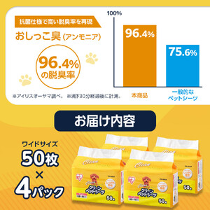 クリーンペットシーツ(ワイド50枚×4パック) アイリスオーヤマ 吸収 後始末簡単 ワイドサイズ 計200枚 ES-N50W
