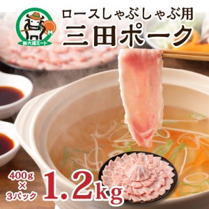 三田ポーク ロースしゃぶしゃぶ用 1.2kg(400ｇ×3パック)〈鍋 お鍋 豚肉 ふるさと納税 セット ロースしゃぶしゃぶ 小分け 豚しゃぶ しゃぶしゃぶ肉 お取り寄せ お取り寄せグルメ 送料無料〉【2401A00210】