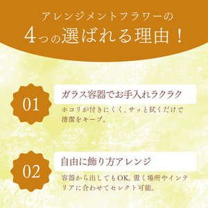 ガラスケース入りのアレンジメントフラワー（黄色） のし無