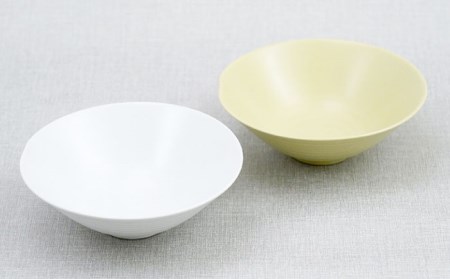 【波佐見焼】アイシー ボウル 大 （ホワイト・イエロー） ペアセット 食器 皿 【団陶器】 [PB116] 波佐見焼
