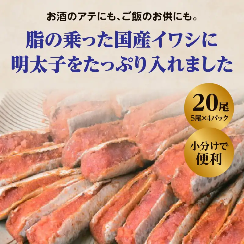【博多漁師の里】 福岡 名物 いわし明太子 20尾 072-133