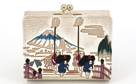 【文庫屋大関】三つ折りミニ財布　日本橋【皮革工芸品】 ファッション 小物 民芸品 お札 カード 小銭 手のひらサイズ コンパクト 大人かわいい 牛革 手作り 国産 