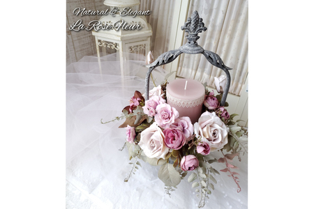 フラワーアレンジメント 薔薇のコンポート 1個 キャンドル 付き [La.Rose Fleur 山形県 高畠町 tk06ayt140021]