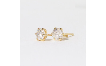 K18 一粒天然ダイヤモンド スタッドピアス 0.40ct 5pe040　山梨 ダイヤモンド ピアス ジュエリー アクセサリー 18金 イエローゴールド ホワイトゴールド ピンクゴールド レディース ダイヤ0.20ct×2 カラット 天然 ダイヤモンド 山梨県 甲斐市 BQ-4