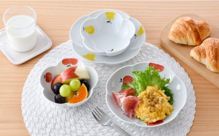 【陶器市特集】【波佐見焼】りんご・ラフランス フラワー ボウル プレート セット 食器 皿 【松幸陶芸】 [HB44] 波佐見焼