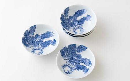 〈平戸洸祥団右ヱ門窯〉平戸蕪絵玉割5枚揃　