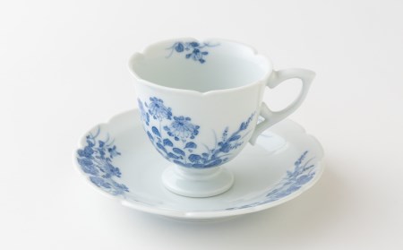 〈嘉久正窯〉菊萩高台コーヒー碗皿　