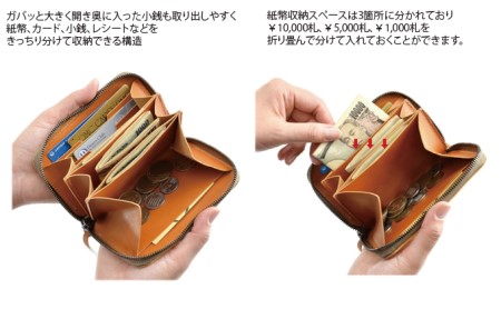 VanNuys ミドルサイズのオールインワン ラウンドファスナーウォレット 財布 サイフ wallet long ナガザイフ 長財布 ファッション小物 普段使い キャメル 牛ヌメ革 