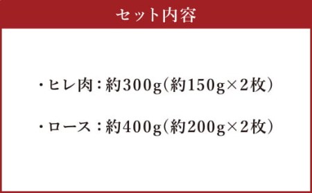 あか牛 ヒレ ステーキ 約300g ・ ロース ステーキ 約400g