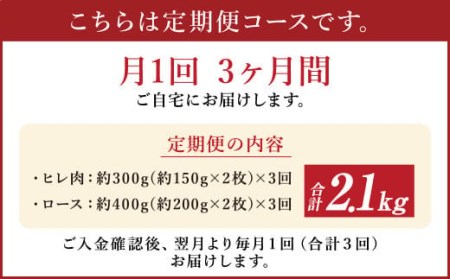 【3ヶ月定期便】 あか牛 ヒレ ステーキ 約300g ・ ロース ステーキ 約400g