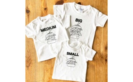 3人兄弟姉妹でおそろい/ハンバーガー SMALL×MEDIUM×BIG プリント/ Tシャツ3枚組ギフトセット【出産祝い・誕生日・ギフト・プレゼント】 80cm×100cm×120cm