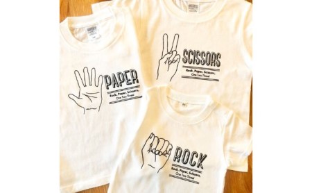 3人兄弟姉妹でおそろい/じゃんけん ROCK×PAPER×SCISSORS プリント/ Tシャツ3枚組ギフトセット【出産祝い・誕生日・ギフト・プレゼント】 80cm×120cm×150cm