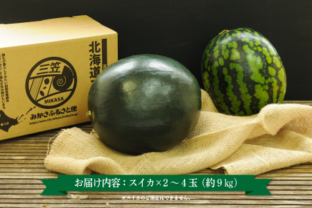 《2026年分受付中》秋に収穫される赤色スイカor黄色スイカ2～4玉(約9kg)【01149】