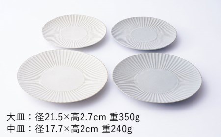 【波佐見焼】サガンしのぎ 大皿 中皿 プレート（クリームマット、グレーマット）マットカラー 北欧 4枚セット 食器 皿 【一龍陶苑】 [CC65]  波佐見焼