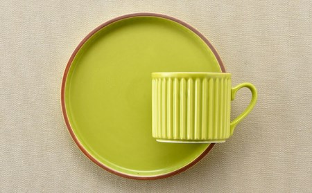 【波佐見焼】ギアシリーズ カップ＆ソーサー ライトグリーン プレート マグカップ 17.5cm 6寸 食器 皿 【大新窯】 [DC118]  波佐見焼