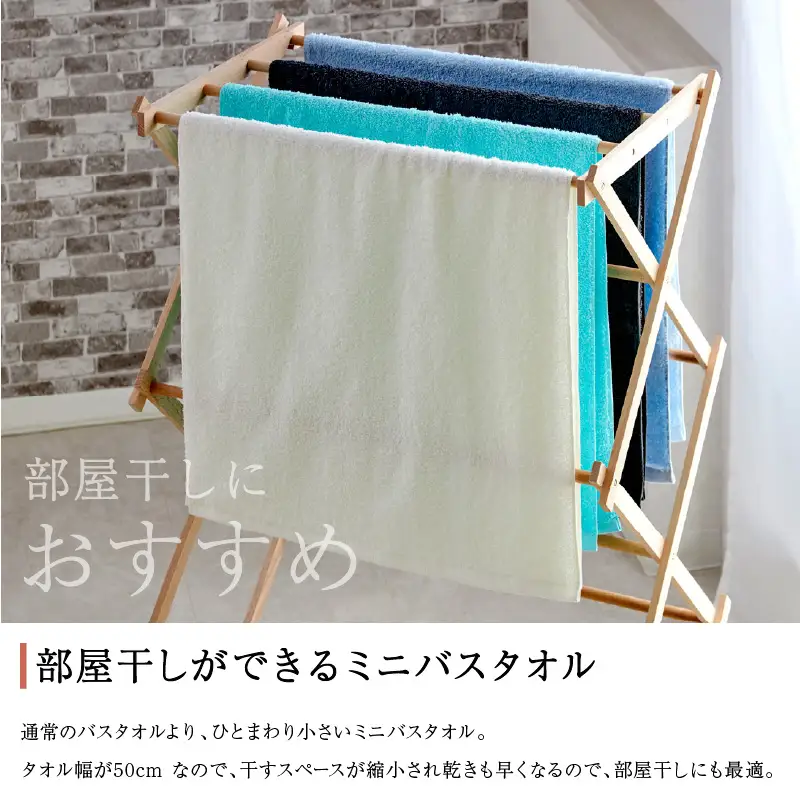 ハンガーで干せるミニバスタオル スカイブルー2枚 【039E-047】