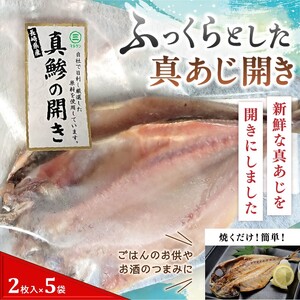 【干物】真あじ開き 2枚×5袋計10枚 アジの干物【B0-210】