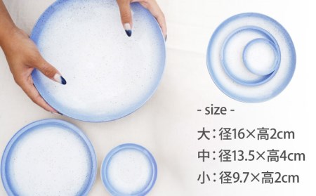 【美濃焼】半分青い プレート 3枚セット【BIJINTOUKI/美人窯】食器 皿 取り皿 大皿 パスタ皿 ワンプレート ケーキ皿 副菜皿 小皿 醤油差し タレ入れ 漬物皿 青色 ブルー グラデーション 送料無料[MDF002]