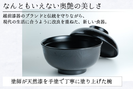 レンジが使える漆塗りのお椀 越前漆器こだち椀 黒
