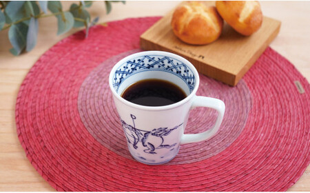 有田焼 染付鳥獣戯画 酒樽ゆったりマグカップ よう楽庵・たかす A22-37 