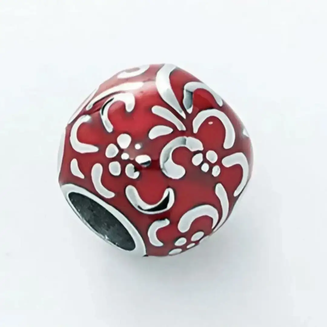 純チタン ネックレス 50cm 花玉(ハナダマ) 赤 チタン [leger（レジエ）]【050P001】