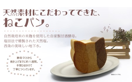 かわいいねこパン3個セット ＜花ちゃん、銀次、マリー＞　西条市産の自然栽培米でつくる 自家製米麹生あま酒を使用した 天然酵母で作りました！