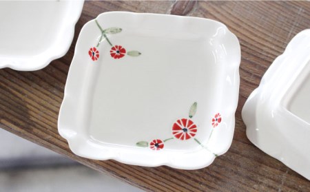 【美濃焼】flor フロル ひらひら 小皿 3色 セット【豊泉窯】 小皿 セット おしゃれ 美濃焼 皿 プレート 角 食器 うつわ 器 [TBT001]