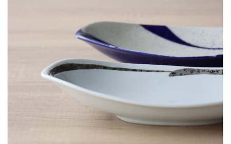 有田焼 シルバー・ブルーライン オーバルプレート 2枚セット【山忠】器 食器 皿 楕円 前菜 サラダ皿 おしゃれ 可愛い 35000円 3.5万円 A35-585