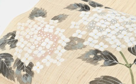 名古屋帯　麻　紫陽花柄　お仕立て上がり　お単衣　絽　紗に　あじさい 和装 伝統技術 ファッション小物 篠原縫製