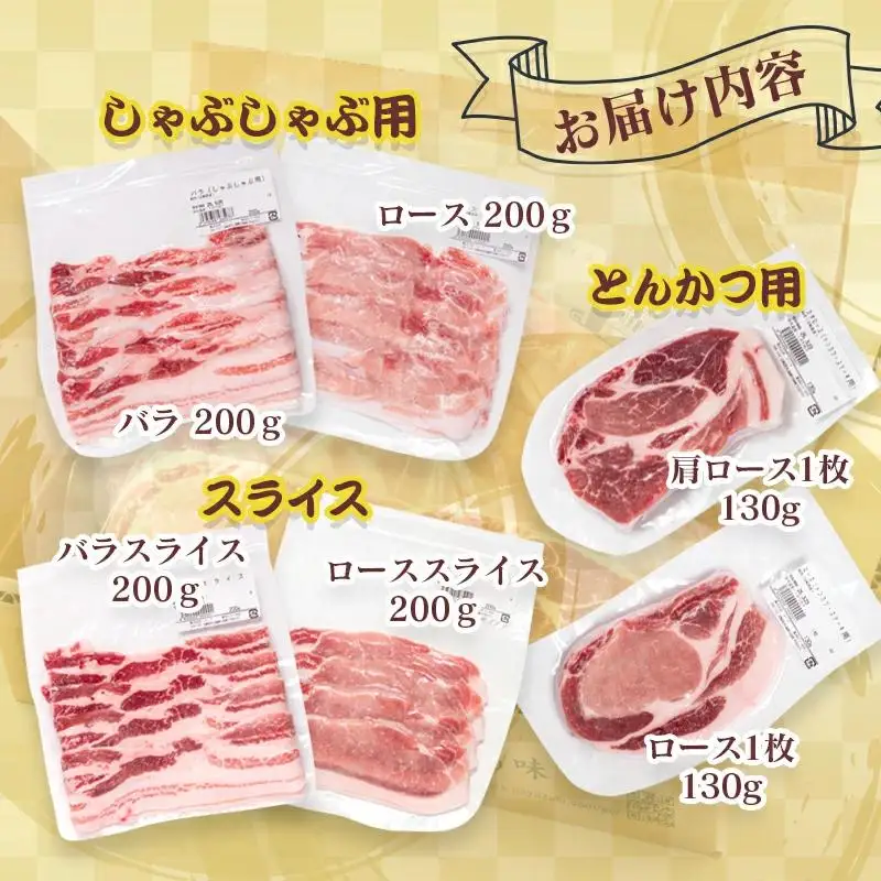 宮崎県産豚肉3種 詰め合わせセット約1kg 小分け しゃぶしゃぶ用・スライス・とんかつ＜26-3a＞★