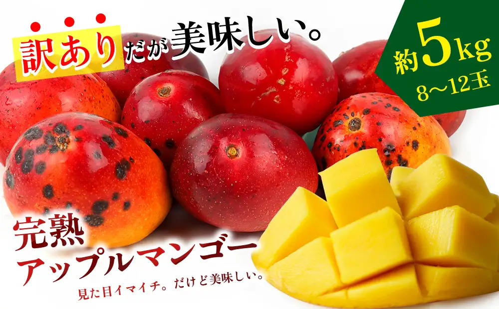 【2026年発送】生産者応援！！訳ありだが美味しい完熟アップルマンゴー約5kg 農園直送！ 訳アリ 先行予約 沖縄 甘味 糖度 濃厚 美味しい お取り寄せ おいしい ふるさと納税 とろける甘さ 香り アーウィン 果汁 送料無料 箱入り トロピカル フードロス わけあり ５キロ