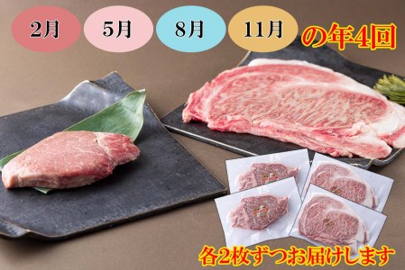 ＜定期便４回＞ 北海道産 黒毛和牛 みついし牛 ヒレ ＆ サーロイン 定期便
