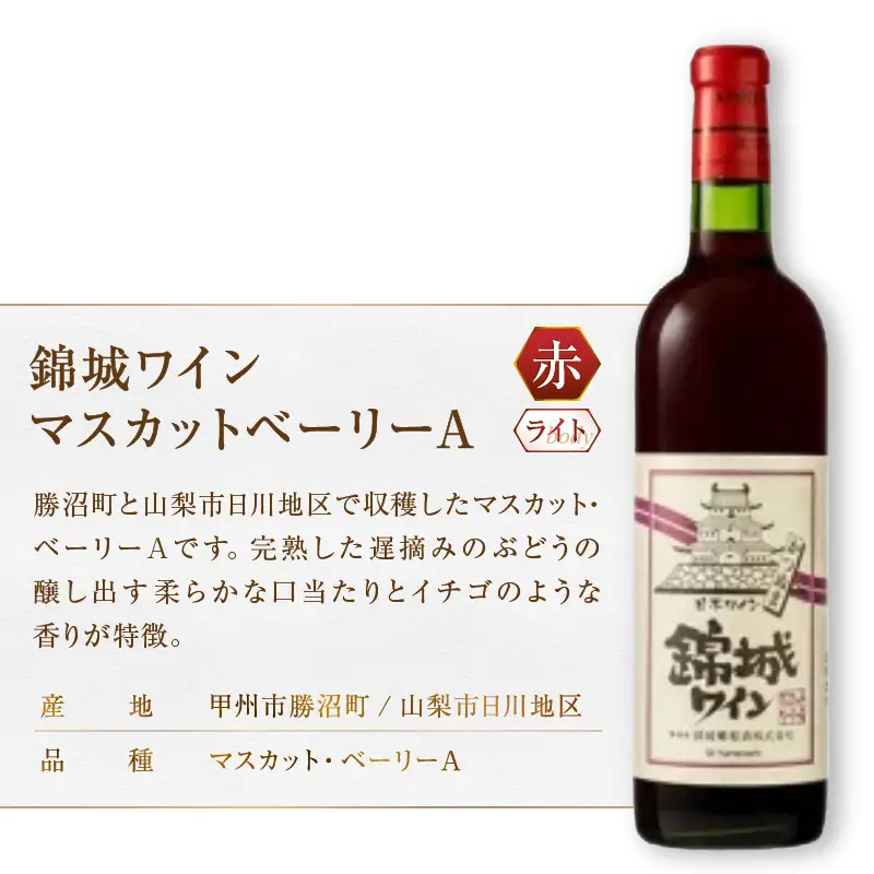 ワイン 錦城葡萄酒のスタンダードシリーズ『錦城ワイン』赤白２本セット（MG）B12-656