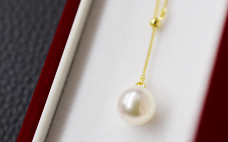 S101-255_天草産 9mm - 9.5mm Yスタイル ネックレス あこや真珠 ホワイトピンク ベネチアン K18 Pt850 花珠級