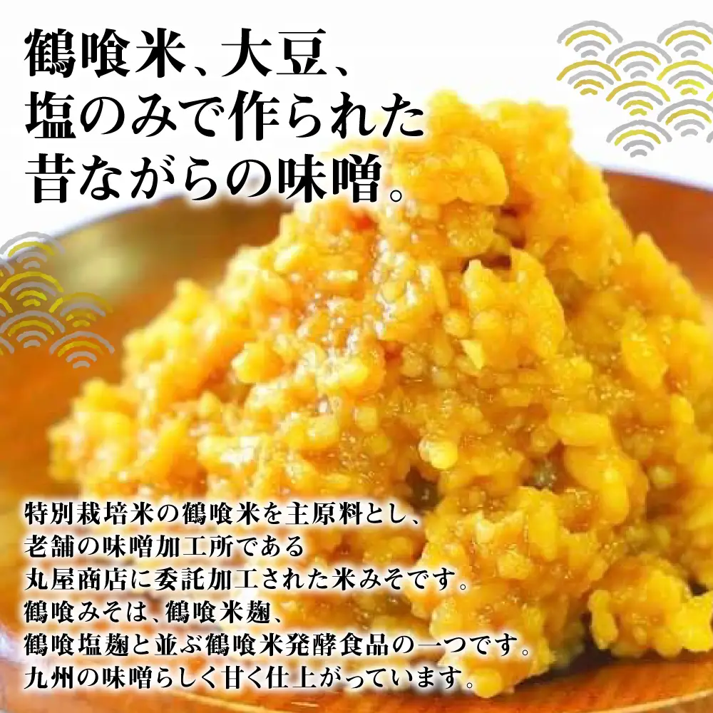 鶴喰みそ 2kg (1kg×2袋 合計2kg) 熊本県 八代市産 つるばみ 味噌 米味噌 米みそ