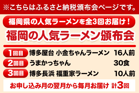 福岡県を満喫 人気ラーメン頒布会 全3回《お申込み月の翌月から出荷開始》豚骨ラーメン